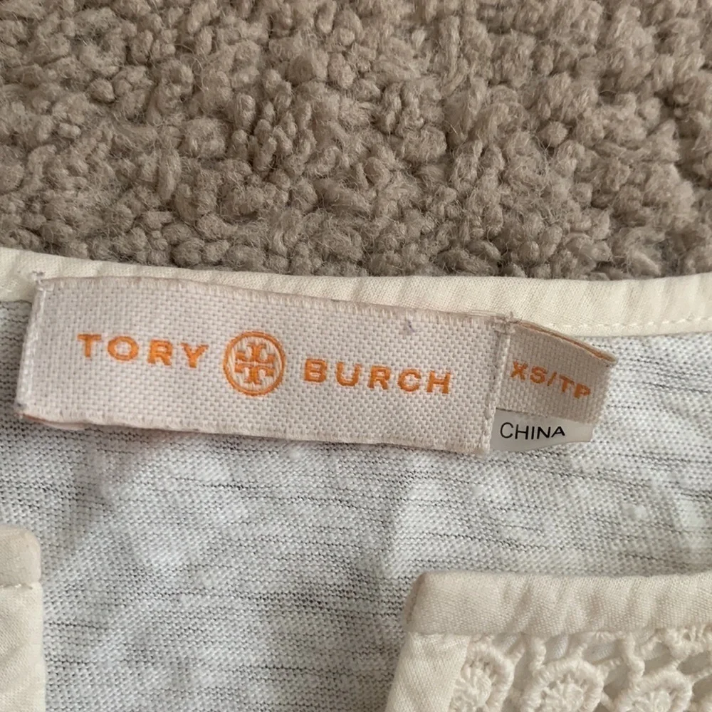 Tory Burch Tali-3/4-Sleeve Combo Honeycomb‎ Top Lace crochet blouse Top size XS